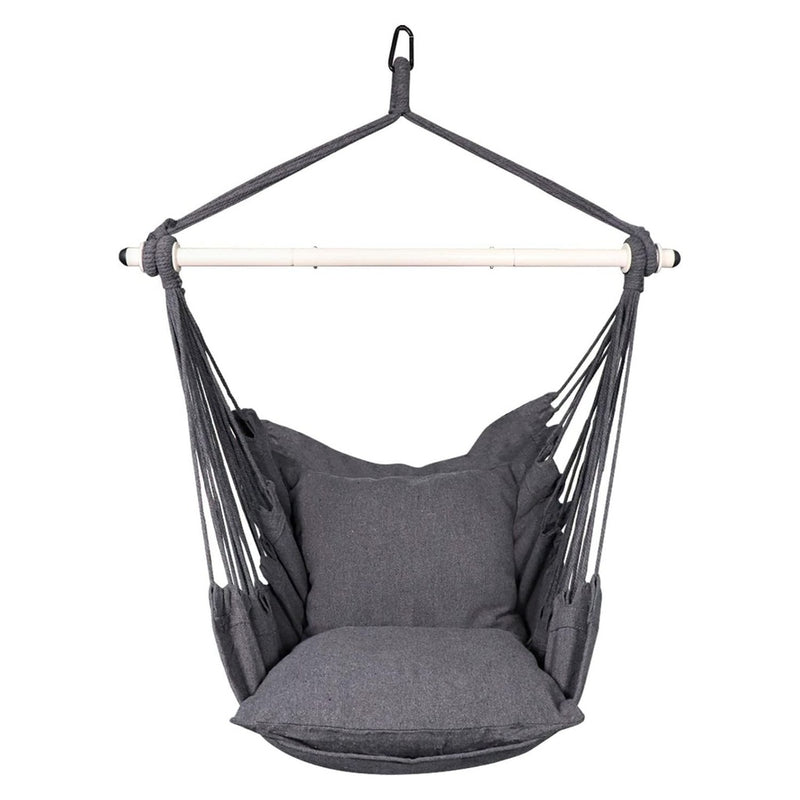 NOVEDEN Hammock Chair Swing with Cushion and Pillow Weather-Resistant, Easy Assembly, 360° Rotation, Sturdy, Dark Grey