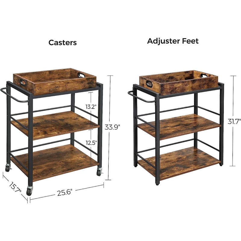 VASAGLE Utility Cart Rustic Brown LRC72XV1