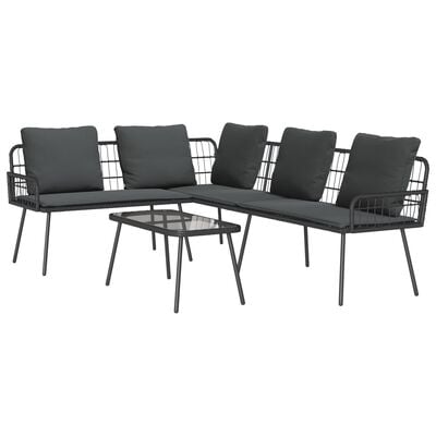 vidaXL Garden Sofa Set with Cushion 2 pcs Black Poly Rattan