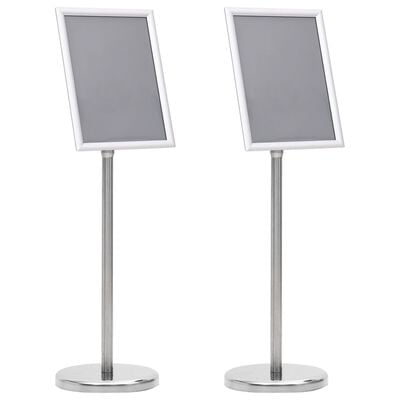 vidaXL Poster Stands 2 pcs Silver 32.7 x 24 x 108 cm Aluminium