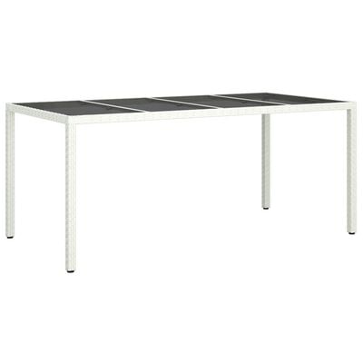 vidaXL Garden Dining Table White 190 x 90 x 75 cm Poly rattan