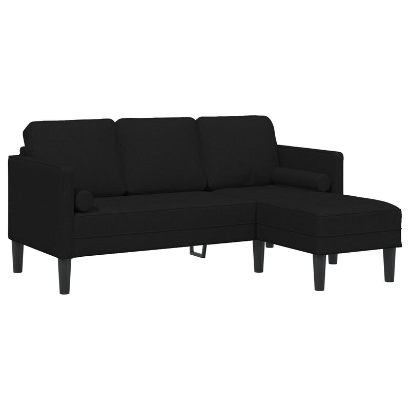 vidaXL Sofa Set with Cushion Black 173 x 131 x 67 cm Polyester