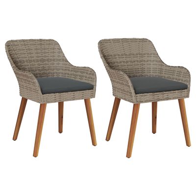 vidaXL Garden Chair 2 pcs Black 62.5 x 55 x 82 cm Poly Rattan