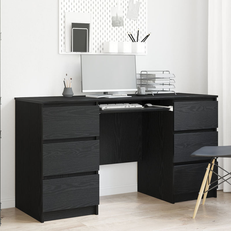 vidaXL Desk Black oak 140 x 50 x 76 cm Engineered wood