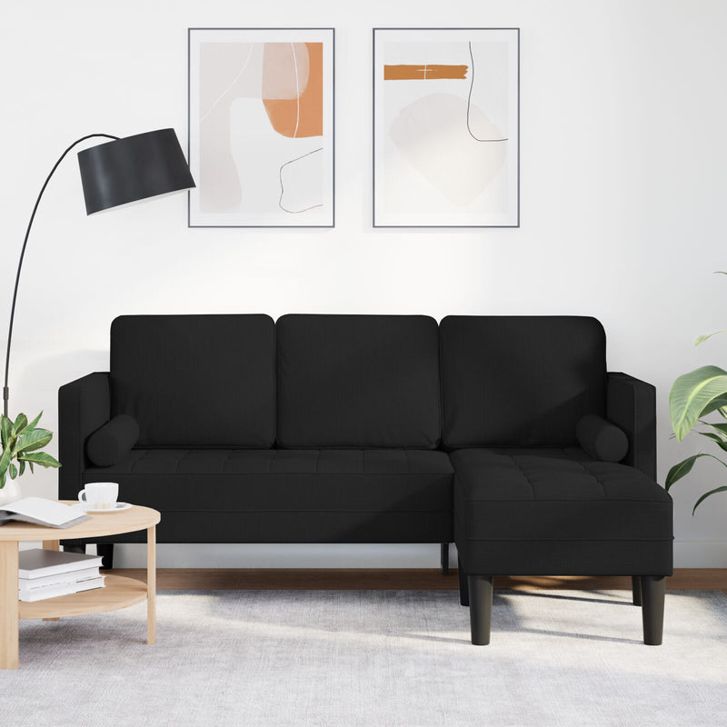 vidaXL Sofa Set with Cushion Black 173 x 131 x 67 cm Polyester