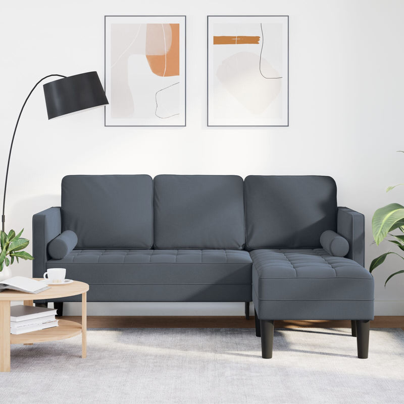 vidaXL Sofa Set with Cushion Dark Grey 173 x 131 x 67 cm Polyester