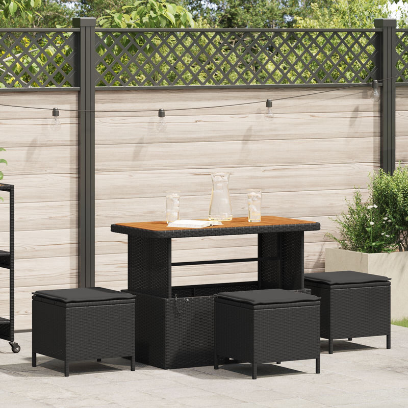 vidaXL Garden Dining Set 4 pcs Black Poly rattan