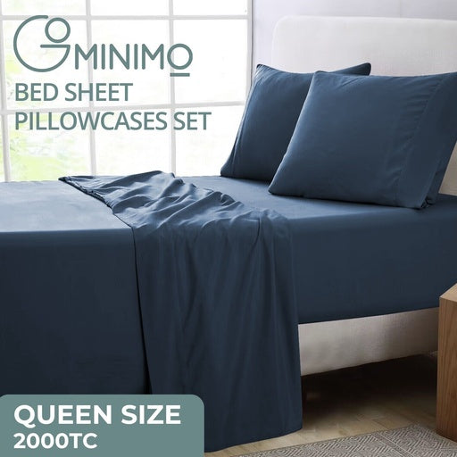 GOMINIMO 4 Pcs Bed Sheet Set 2000 Thread Count Ultra Soft Microfiber - Queen (Royal Blue) GO-BS-105-XS