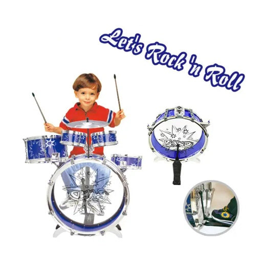 GOMINIMO Kids 6pcs Drum Set with Drummer Seat (Blue)