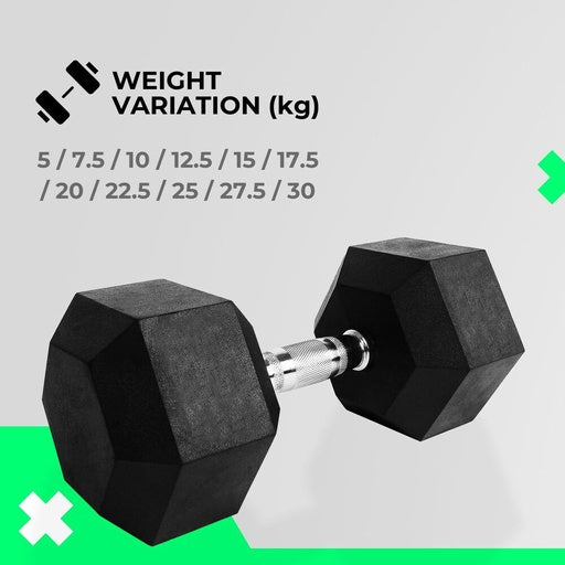 VERPEAK Rubber Hex Dumbbells 27.5KG