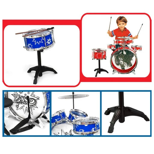 GOMINIMO Kids 6pcs Drum Set with Drummer Seat (Blue)