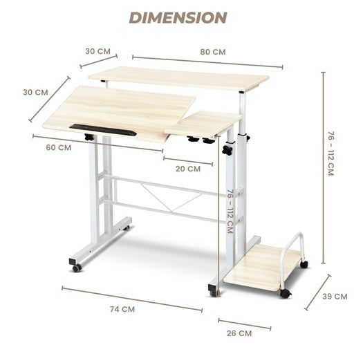 EKKIO Adjustable Workstation Portable Mobile Laptop Desk