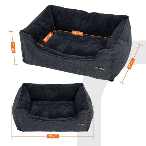 FEANDREA 70cm Dog Sofa Bed with Removable Washable Cover Dark Grey