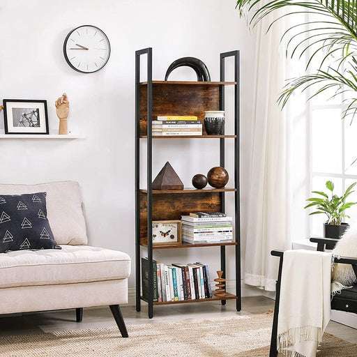 VASAGLE Bookshelf with 5 Shelves Rustic Brown and Black