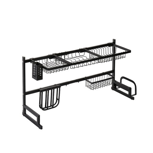 GOMINIMO Dish Drying Rack Over Sinks Adjustable 85-105cm (Black)