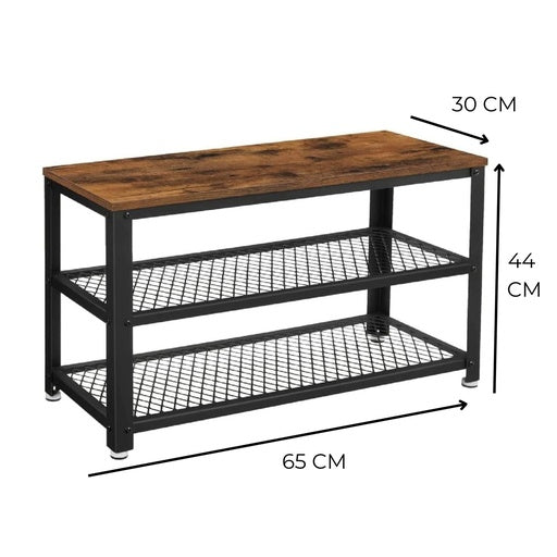 EKKIO 2-Tiers Metal Wood Vintage Shoe Rack