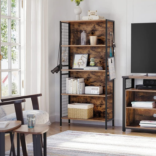 VASAGLE 4 Tiers Bookcase Office Storage Shelf Rustic Brown and Black