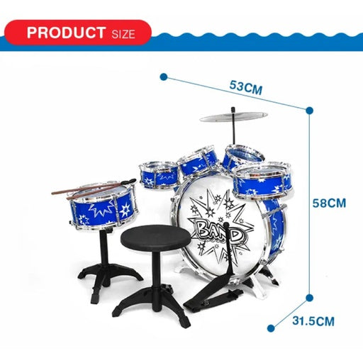 GOMINIMO Kids 6pcs Drum Set with Drummer Seat (Blue)