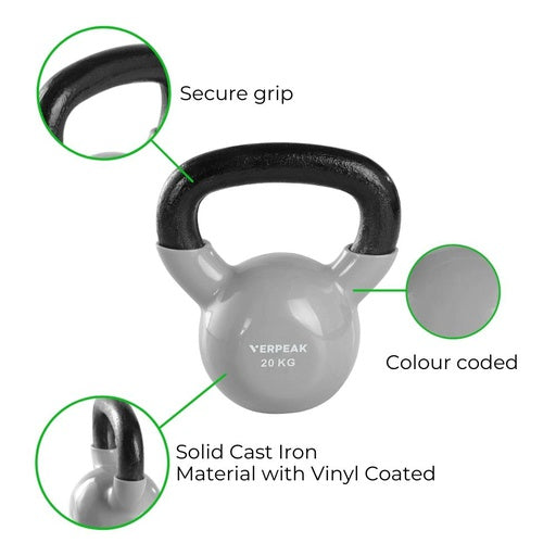 VERPEAK Vinyl Kettlebell 20kg (Grey)