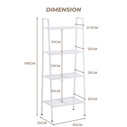 EKKIO 4 Tier Ladder Shelf (White)