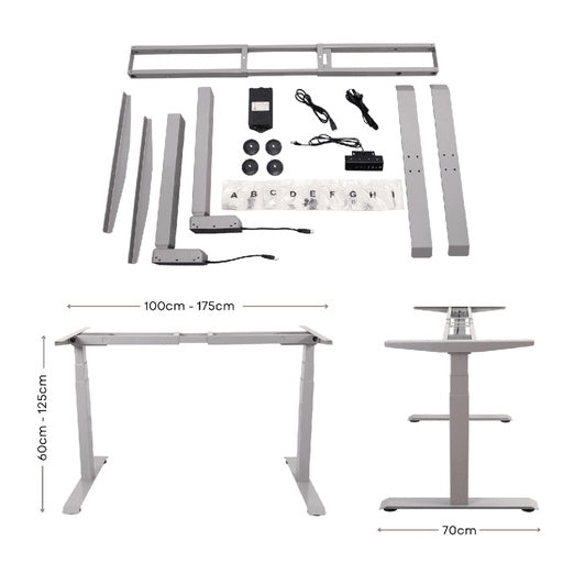 EKKIO Adjustable Two Leg Stand Desk Riser Frame Only (Grey)