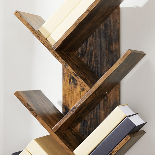 VASAGLE 8 Tier Tree Bookshelf Rustic Brown