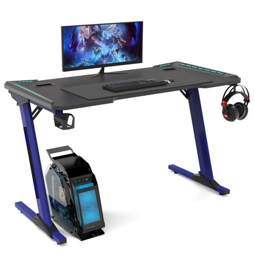 EKKIO RGB Gaming Desk Z Shape Blue 140cm