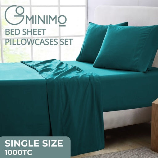 GOMINIMO 4 Pcs Bed Sheet Set 1000 Thread Count Ultra Soft Microfiber - Single (Teal) GO-BS-111-XS