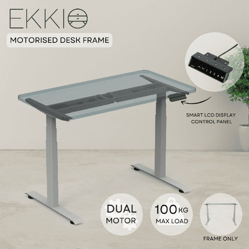 EKKIO Adjustable Two Leg Stand Desk Riser Frame Only (Grey)