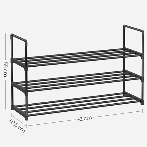 SONGMICS 3-Shelf Metal Shoe Rack Entryway Black LSA303B02