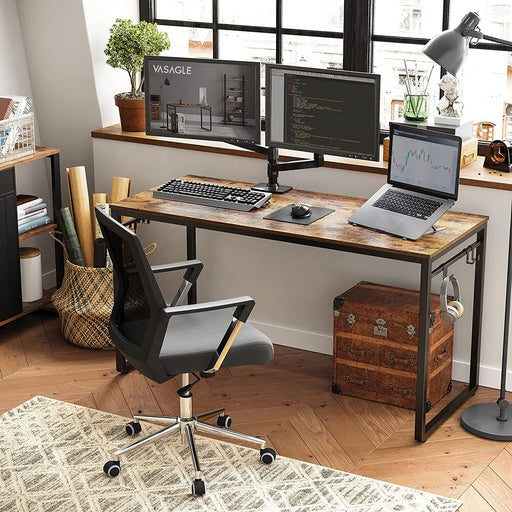 VASAGLE 140cm Computer Desk with 8 Hooks