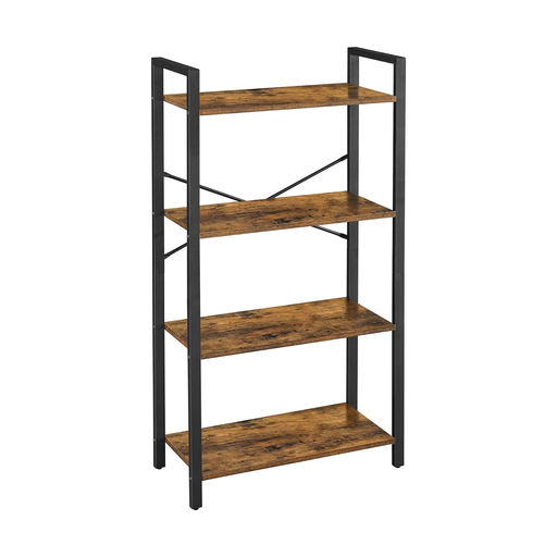 VASAGLE 4 Tier Bookshelf Rustic Brown and Black