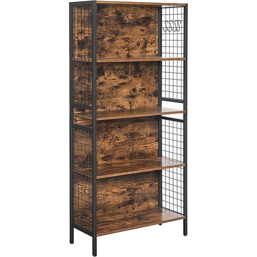 VASAGLE 4 Tiers Bookcase Office Storage Shelf Rustic Brown and Black