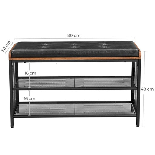 VASAGLE 3 Tier Shoe Storage Bench with Padded Seat