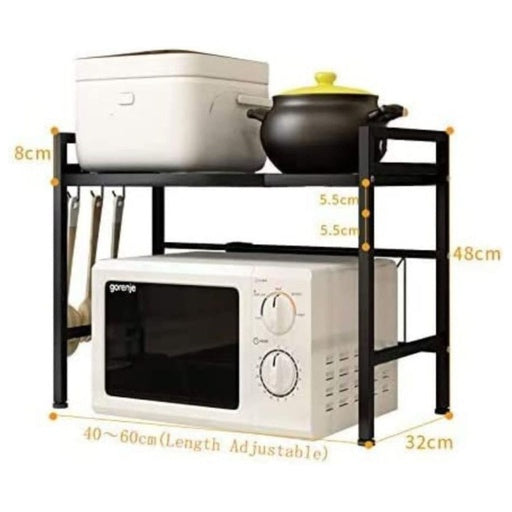 GOMINIMO Microwave Oven Rack 2 Tier Adjustable Length and Height