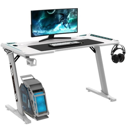 EKKIO RGB Gaming Desk Z Shape White 140cm