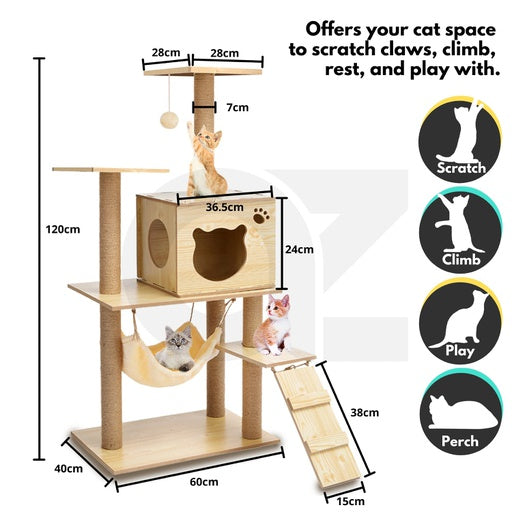 Floofi Cat Tree (120cm Wood)