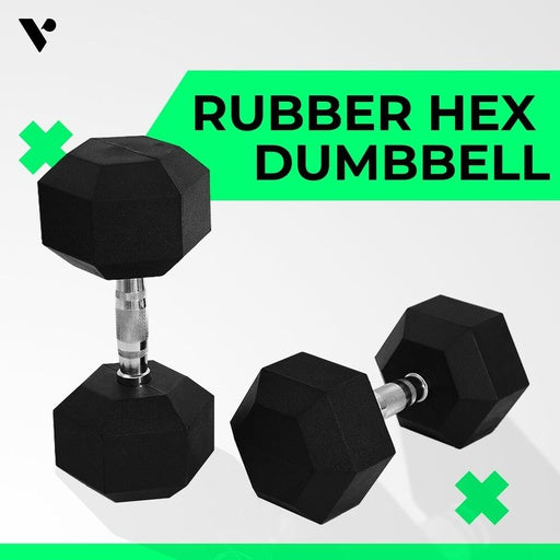 VERPEAK Rubber Hex Dumbbells 25KG