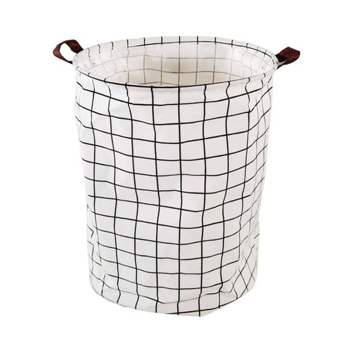 GOMINIMO Laundry Basket Round Foldable (White Square)