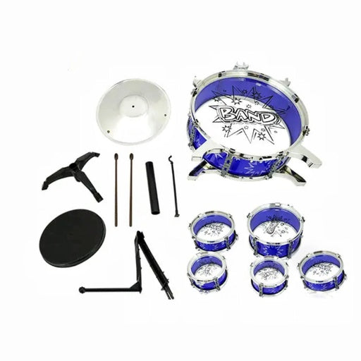 GOMINIMO Kids 6pcs Drum Set with Drummer Seat (Blue)