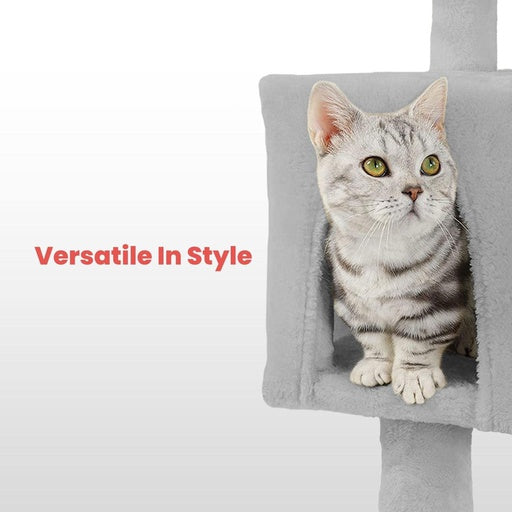 Floofi 155cm Plush Cat Condo Cat Tree Light Grey