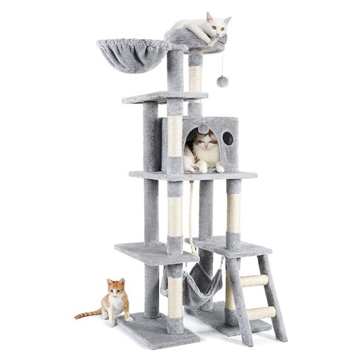 Floofi 155cm Plush Cat Condo Cat Tree Light Grey