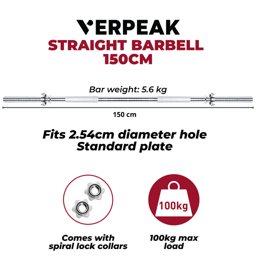 VERPEAK Standard Barbell 150CM Straight