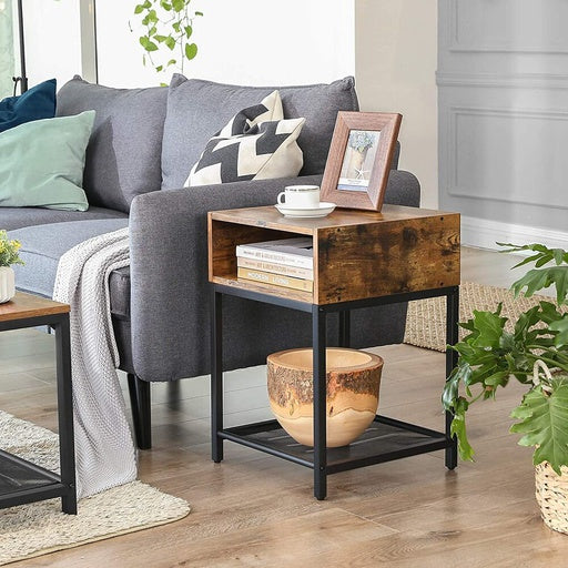 VASAGLE Side Table with Open Compartment and Mesh Shelf