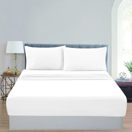 GOMINIMO 4 Pcs Bed Sheet Set 2000 Thread Count Ultra Soft Microfiber - Single (White)