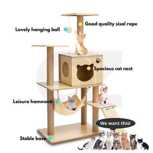 Floofi Cat Tree (120cm Wood)