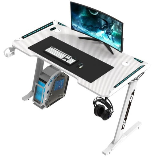 EKKIO RGB Gaming Desk Z Shape White 140cm