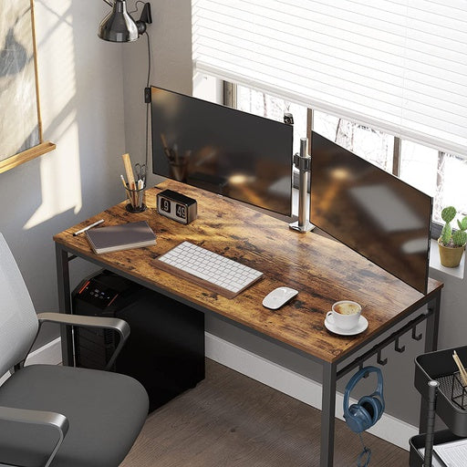 VASAGLE 120cm Computer Desk with 8 Hooks