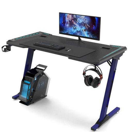 EKKIO RGB Gaming Desk Z Shape Blue 140cm