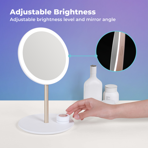 MUID Travel Make Up Mirror with LED Light Rechargeable Standing Folding Mirror